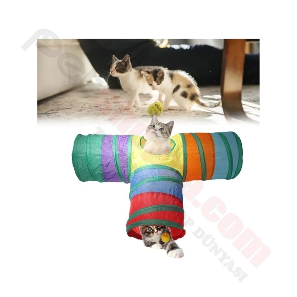 85x50 cm KEDİ OYUN TÜNELİ T MODEL