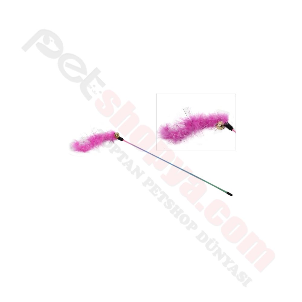 TÜYLÜ PLASTİK SAPLI KEDİ OYUN OLTASI